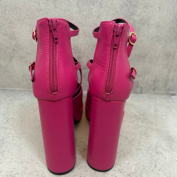 ALICEPUB Women's Chunky Platform Heels Ankle Strap Square Toe Size 8.5 - Picture 9 of 12